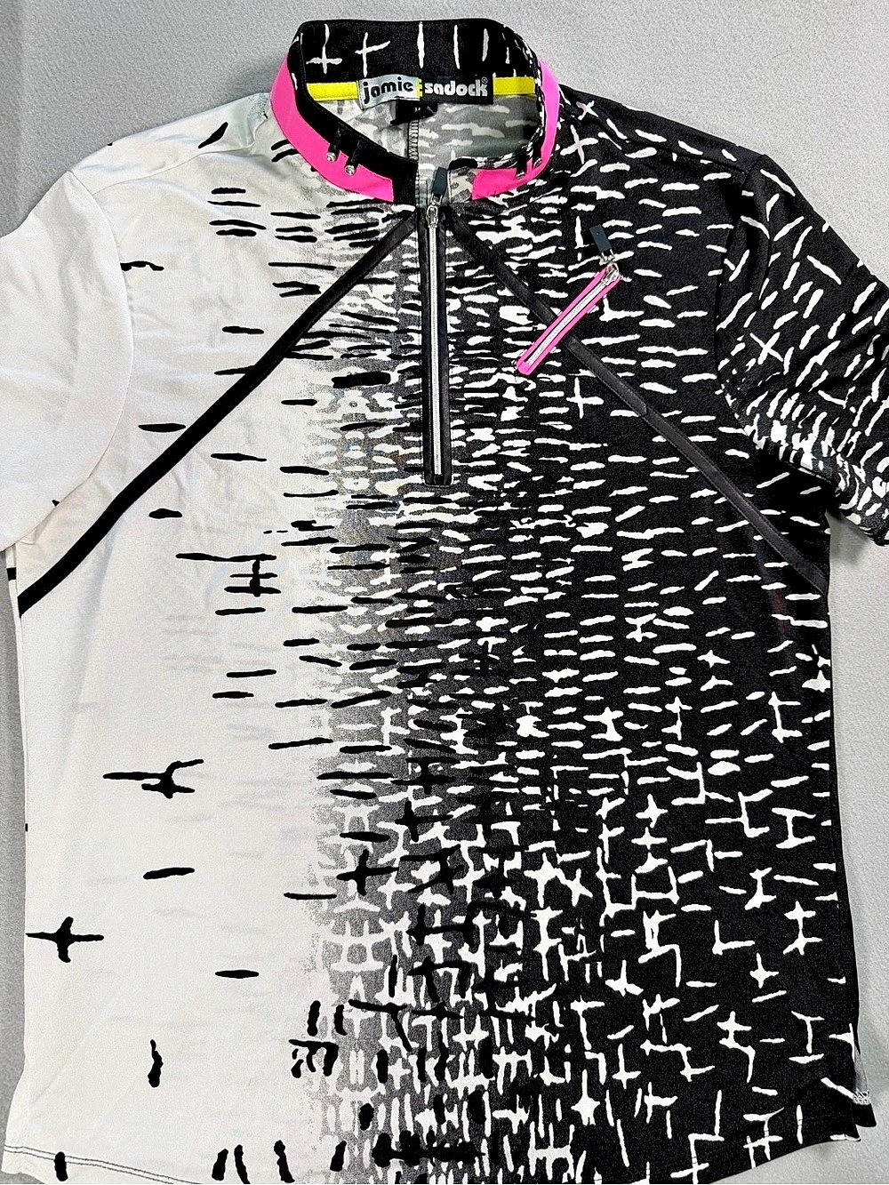 Jamie Sadock Women's Abstract Golf Top in Black & White Size Medium